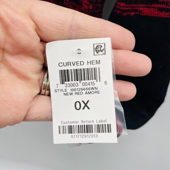 Karen Scott Womens Plus Size 0X Cassie Colorblocked Curved Hem Sweater Red SW1 - Picture 7 of 7